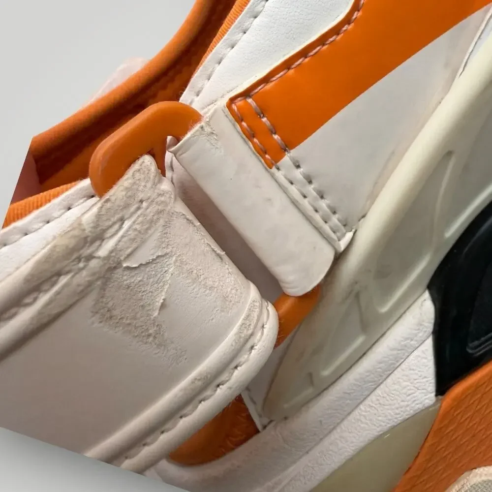 Balenciaga Men's Sport Sandals White/Orange Leather Hook & Loop Logo Sz 8